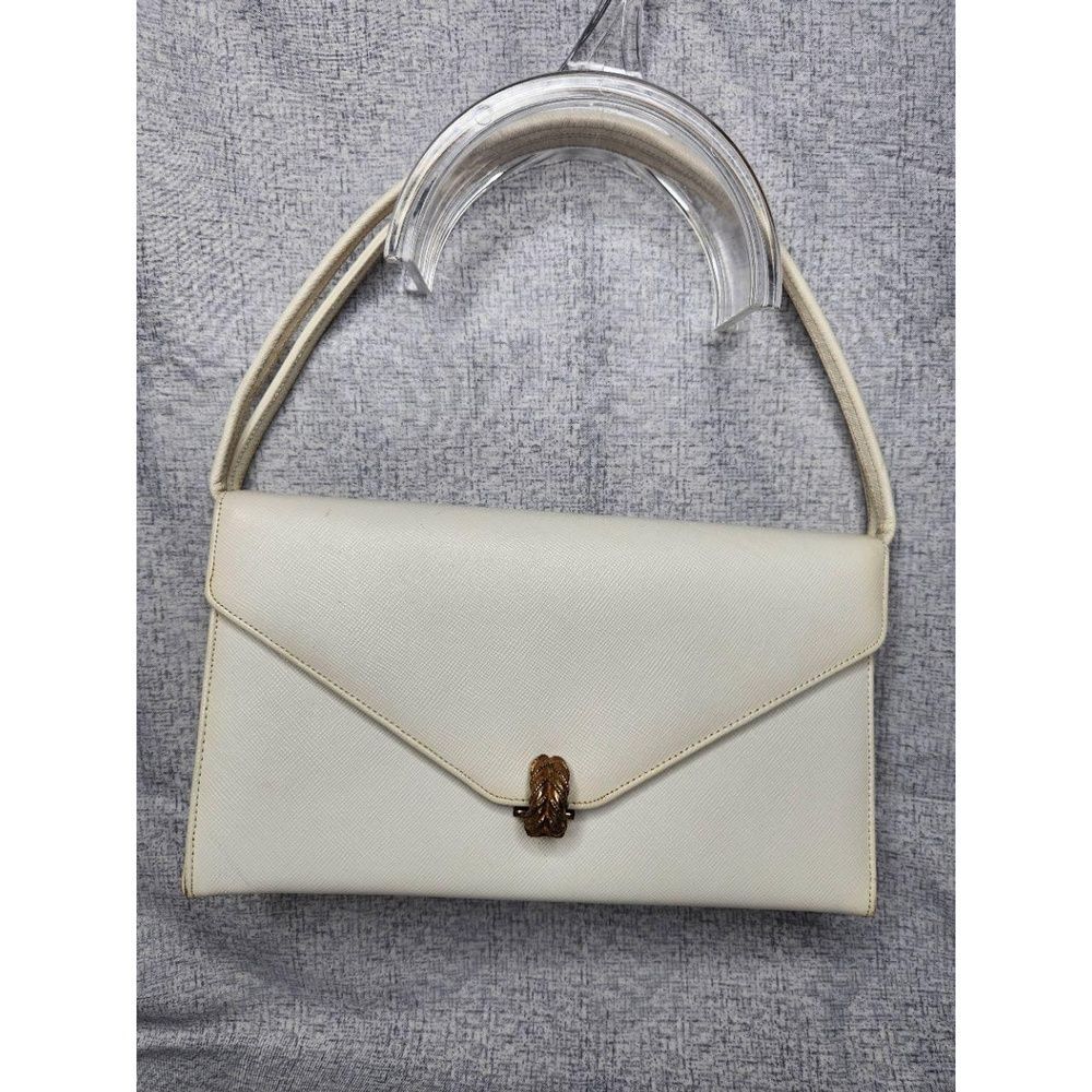 Coblentz Handbag Purse White Ornate Gold Clasp Double Handle Vintage 60/70's!